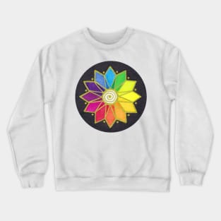Color Wheel Flower With Golden Spiral Crewneck Sweatshirt